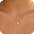 Collana con perline placcata in oro 14k con pendente a cuore e lettera S iniziale - Lettera S