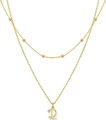 Double-layered gold bead necklace featuring a sparkling letter D pendant for women - Letter D