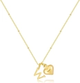 Collana minimalista placcata oro con ciondoli a cuore e con la lettera W dorata - Lettera W