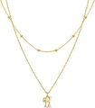 Double-layered gold beaded necklace featuring a sparkling letter H pendant for women - Letter H