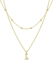 Double-layered gold beaded necklace featuring a sparkling letter L pendant for women - Letter I