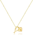 Collana placcata in oro con ciondolo a cuore e lettera Y e catena a sfere delicata - Lettera Y