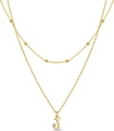 Layered gold satellite chain necklace featuring a pavé crystal letter J pendant - Letter J