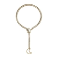 Collana a Y con luna e stella dorate, maglia cubana spessa e ciondoli celestiali - Stella e luna dorate