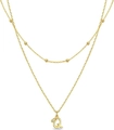 Layered gold beaded necklace featuring a sparkling letter Q pendant with zircon inlay - Letter Q