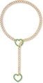 Gold Cuban link Y-necklace featuring vibrant neon green heart-shaped ring clasps - Green Heart with Gold Chain