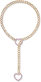 Verstellbare goldene Kuba-Y-Halskette mit lila hohlen Herzanhängern für Damen - Rosa Herz mit goldener Kette