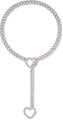 Verstellbare silberne Gliederkette mit rosa Herzanhängern im modischen Punk-Stil - Rosa Herz mit silberner Kette