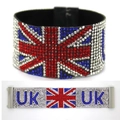 Λαμπερό βραχιόλι Union Jack με μοτίβο UK και μαγνητικό ασημένιο κούμπωμα - Στυλ Στρας Βρετανική Σημαία (112)