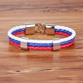 Bracelet tressé en cuir aux couleurs de la Russie avec fermoir en acier inoxydable - Russie