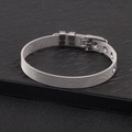 Verstellbares silbernes Mailänder Edelstahl-Mesh-Armband mit klassischer Schließe - Klein / Silber