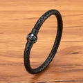 Schwarzes geflochtenes Lederarmband für Herren mit magnetischem Verschluss - 19cm / Schwarz Mit Schwarzem Verschluss