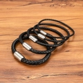 Bracelets tressés en cuir pour hommes avec fermoir magnétique en acier inoxydable - 17cm / 3mm / Acier