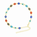 Adjustable gold evil eye anklet featuring colorful beads in red, blue, and black - Gold Multicolor Anklet