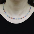 Modieuze gouden choker ketting met kleurrijke boze oog kralen voor een chique look - Goud Veelkleurig Halsketting