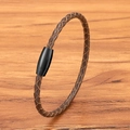 Minimalistisches dunkelbraunes Lederarmband mit schwarzem Magnetverschluss - 4mm / Braun Mit Schwarzem Verschluss / 17cm