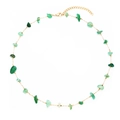 Minimalist golden necklace featuring irregular green crystal stones and an adjustable clasp - Green Stone Necklace