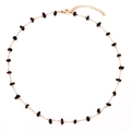 Gold chain necklace featuring irregular raw red agate stones and lobster clasp closure - Garnet Red Necklace