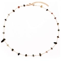 Minimalist gold chain necklace with multicolor irregular raw stones and lobster clasp - Multicolor Necklace