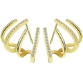 Luxury gold-plated multi-layer cuff earrings with four-claw zircon accents - Four Claw Row Diamond Style (Gold) / Gold