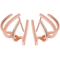 Detail view of luxury rose gold four-claw stud earrings with shimmering zircon stones - Rose Gold