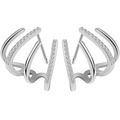 Luxury silver four-claw zircon wrap earrings with minimalist multi-layer curved design - Four Claw Row Diamond Style (Silver) / Silver