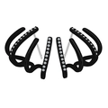 Detail of four-claw black ear cuffs with white zircon crystals on a plain background - Black