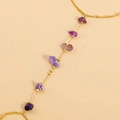 Tobillera de cadena dorada bohemia con piedras púrpuras para sandalias descalzas - Oro + Púrpura