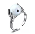 Silberner gotischer Totenkopfhand-Spinner-Ring mit bösem Auge gegen Angstzustände - Weißer Böser Blick Stil / Silber