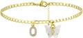 Goldenes Schmetterling-Fußkettchen mit O-Buchstaben-Anhänger und verstellbarer Kette - Gold O