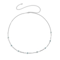 Silver body chain with blue evil eye beads and sequins for waist jewelry styling - Silver