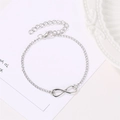 Minimalist silver infinity symbol link bracelet with adjustable lobster clasp closure - O-Chain Infinity Style / Silver