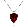 Red marble guitar pick necklace with silver ball chain for music lovers and jewelry fans - Necklace / Pearl Red Necklace