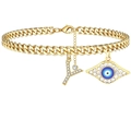 Goldene Kuba-Gliederkette mit Buchstaben Y Anhänger und funkelndem Evil Eye Schutzamulett - Buchstabe Y