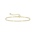Detail der 14K vergoldeten Schichtkette mit Wellenanhängern und Zirkon-Tropfenverzierung - Flaches Kettenglied Armband