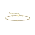 Detailansicht der 14K vergoldeten Perlenkette mit Karabinerverschluss und Zirkonia-Anhänger - Rundperlen Feinkettenarmband