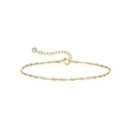 Detail eines 14K vergoldeten Wasserwellen-Armbands mit Karabinerverschluss und Zirkon - Gedrehtes Wellenmuster Armband