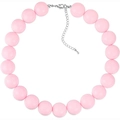 Chunky pink resin beaded necklace for women featuring oversized smooth acrylic beads - Pink Necklace
