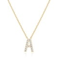 Elegant gold-plated alphabet 'A' pendant necklace with sparkling pavé crystals - Gold A