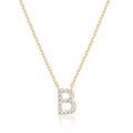 Exquisite gold-plated letter B necklace featuring micro-paved sparkling cubic zirconia - Gold B