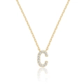 Elegant gold letter C pendant necklace with sparkling pavé cubic zirconia stones - Gold C