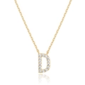 Exquisite gold-plated letter D pendant necklace with shimmering crystal pavé setting - Gold D