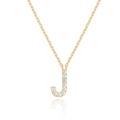 Elegante 18K vergoldete Halskette mit glitzerndem Buchstaben-J-Anhänger und feinen Kristallen - Gold J