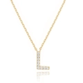 Exquisite vergoldete Halskette mit einem funkelnden, diamantbesetzten Buchstaben-L-Anhänger - Gold L