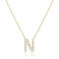 Exquisite goldfarbene Halskette mit kristallbesetztem N-Buchstaben-Anhänger für Damen - Gold N