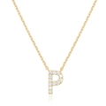 Exquisite vergoldete Halskette mit Buchstaben P und funkelnden Zirkonia-Steinen - Gold P