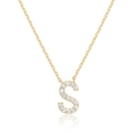 Zarte goldene S-Buchstabenkette mit funkelndem Diamantbesatz auf feiner Gliederkette - Gold S