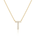 Exquisite goldfarbene Kette mit einem funkelnden, kristallbesetzten Buchstaben-T-Anhänger - Gold T