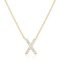 Exquisite vergoldete Halskette mit Buchstaben X Anhänger und brillantem Pavé-Besatz - Gold X