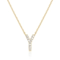 Exquisite vergoldete Buchstabe Y Halskette mit Zirkonia-Besatz für Damen Design - Gold Y